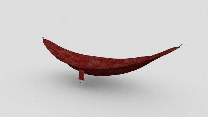 Red Camping Hammock 3D Model