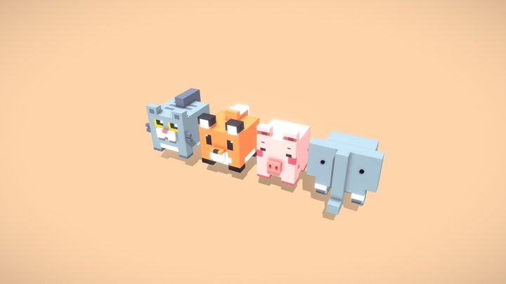cube animals collection 3D Model