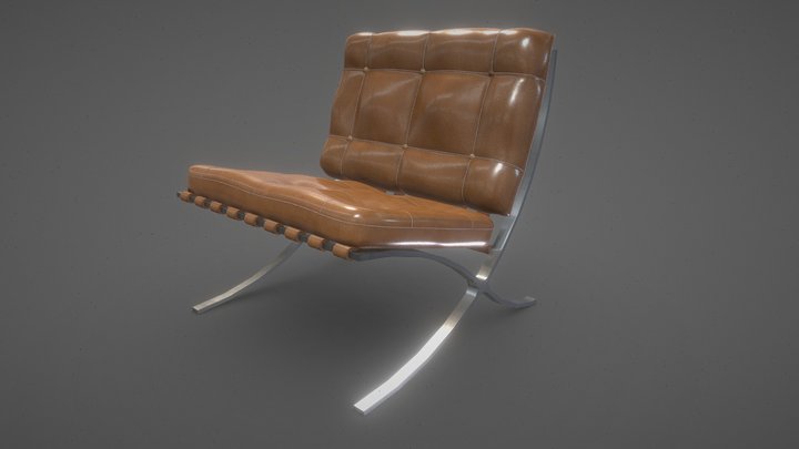 Barcelona chair (low poly) 3D Model