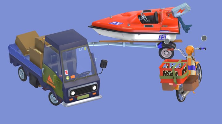 3 lowpoly vehicle 3D Model