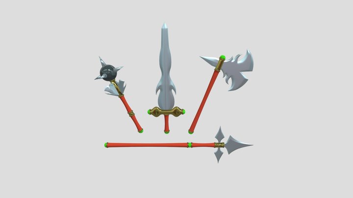 Main character weapons set 3D Model