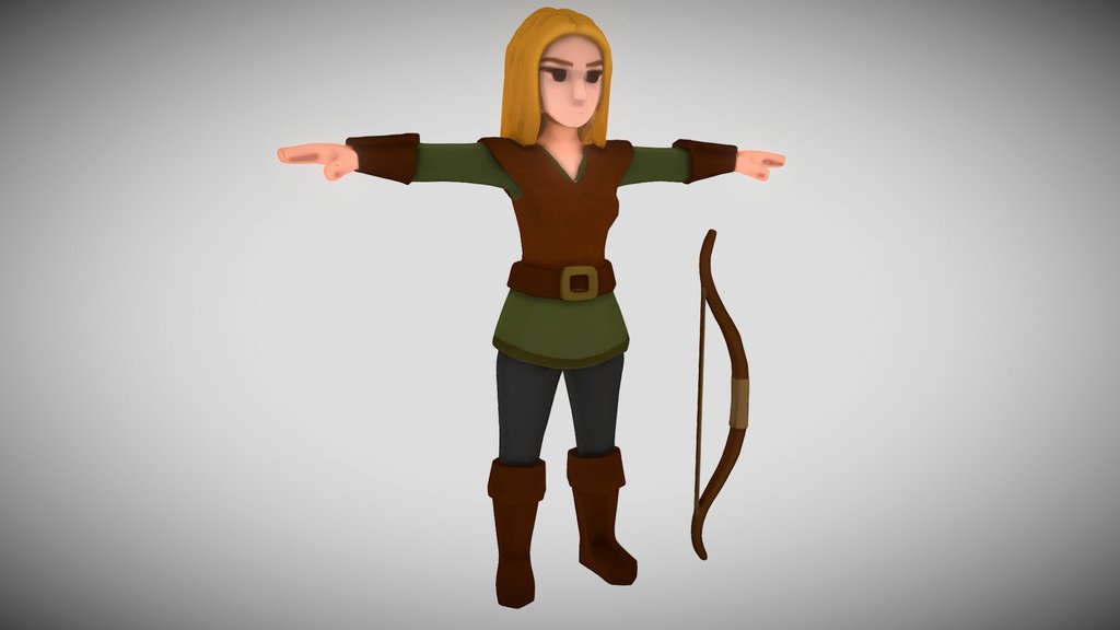 Woman Medieval Archer With A Bow