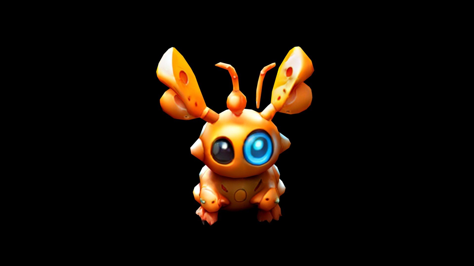 An animated, orange-colored bug with a blue eye - Download Free 3D ...