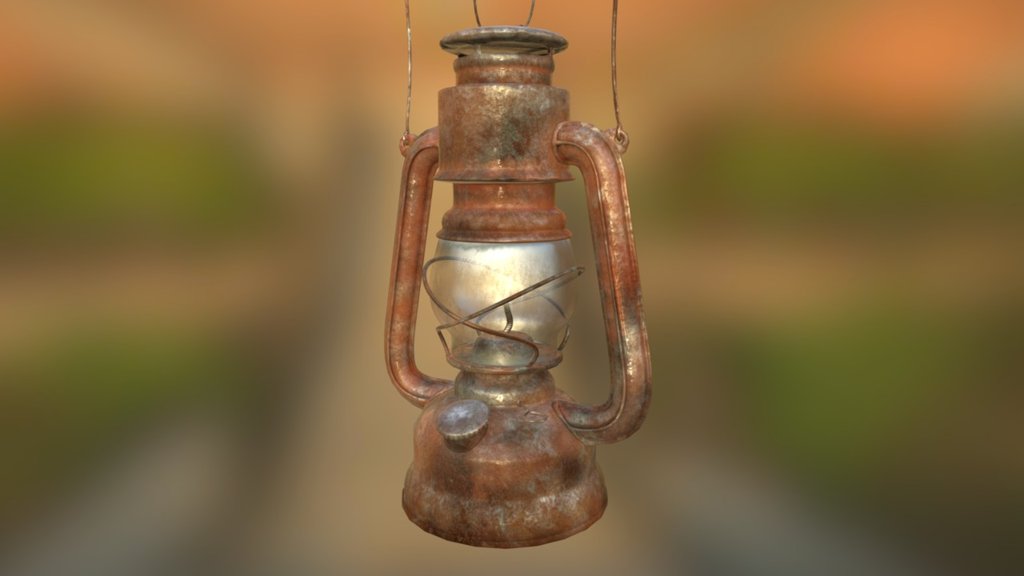 3D model Old Lamp Kerosene - 5 Texture Sets - PBR - Game Ready VR / AR /  low-poly