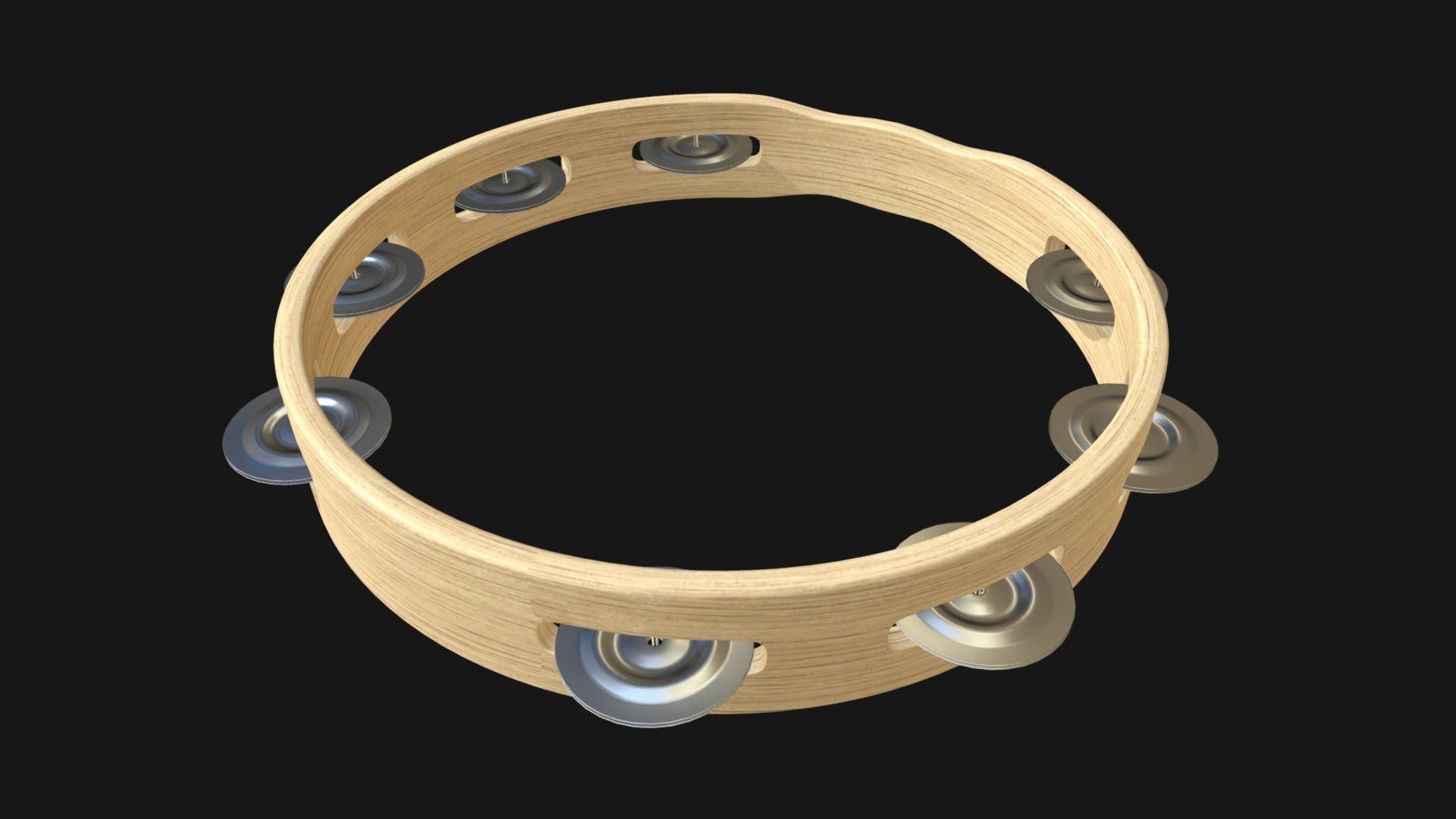 3D model Open tambourine - This is a 3D model of the Open tambourine. The 3D model is about a metal object with holes in it.