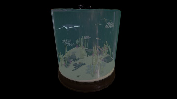 Jurassic Aquarium Diorama (with annotations) 3D Model