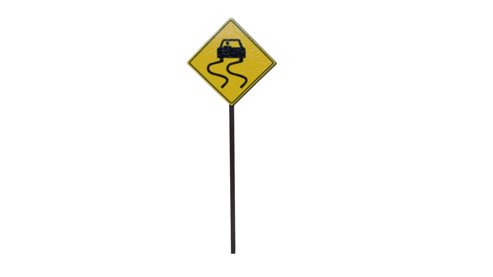 3D model Road Sign (Slippery Road) - This is a 3D model of the Road Sign (Slippery Road). The 3D model is about shape.