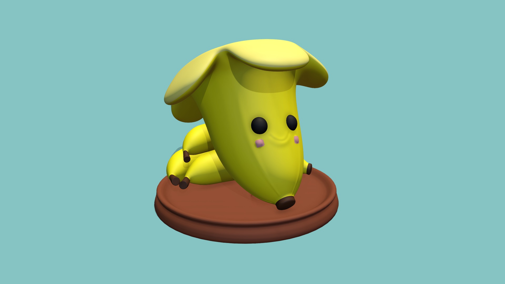 3D model Banajar Printable - This is a 3D model of the Banajar Printable. The 3D model is about a yellow toy on a stand.