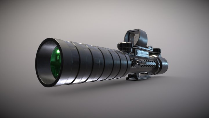 Rifle Scope w/ Laser & Sight 3D Model