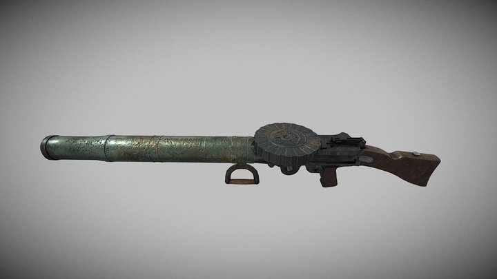 Lewis Gun (MKI + Handle Bar) 3D Model