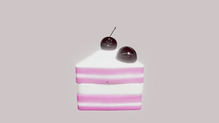 Cafe Cherry Slice Cake 3D Model
