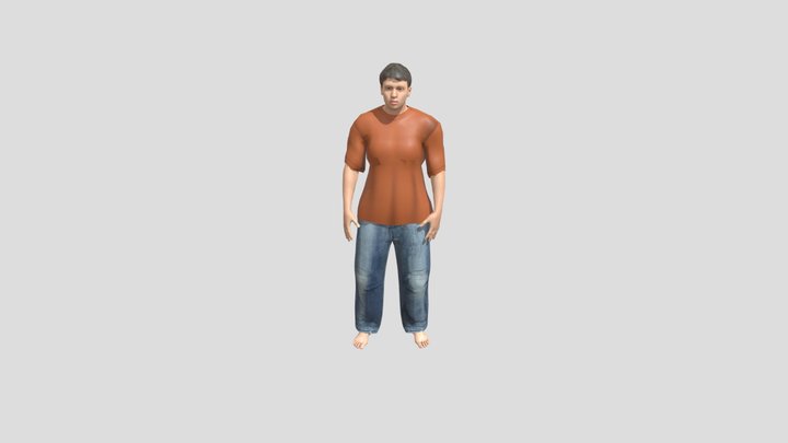 Young adult with orange shirt 3D Model