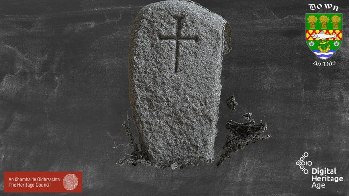DOW047:042 Cross Inscribed Stone - 7 3D Model