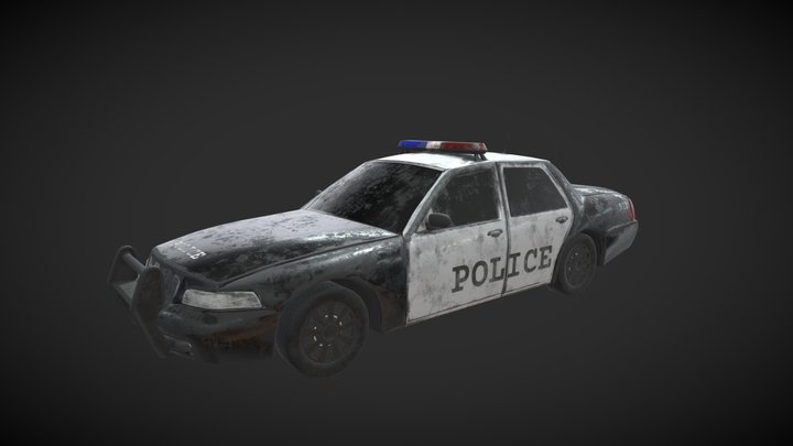 Abandoned Dirty Police Car 3D Model
