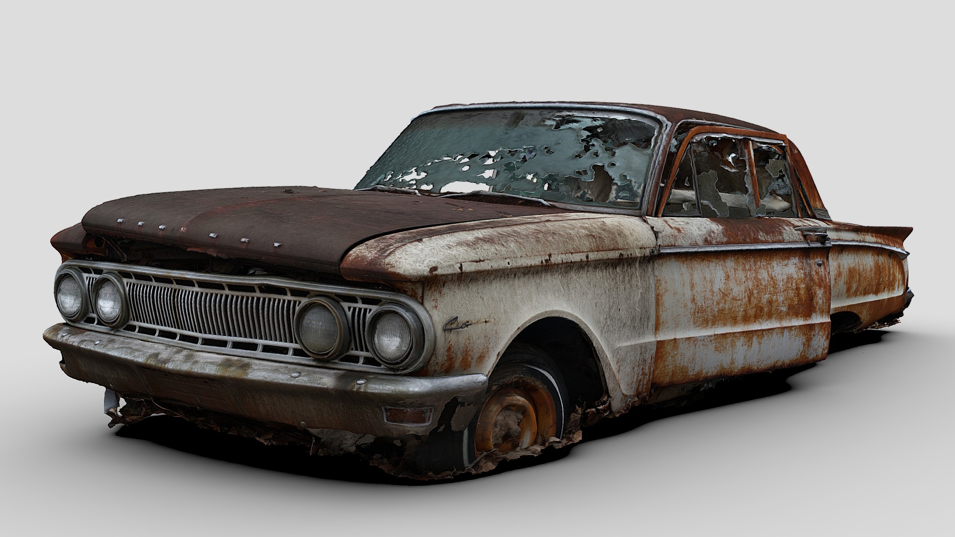 3D model Rusty Mercury Comet - This is a 3D model of the Rusty Mercury Comet. The 3D model is about a brown car with a white background.