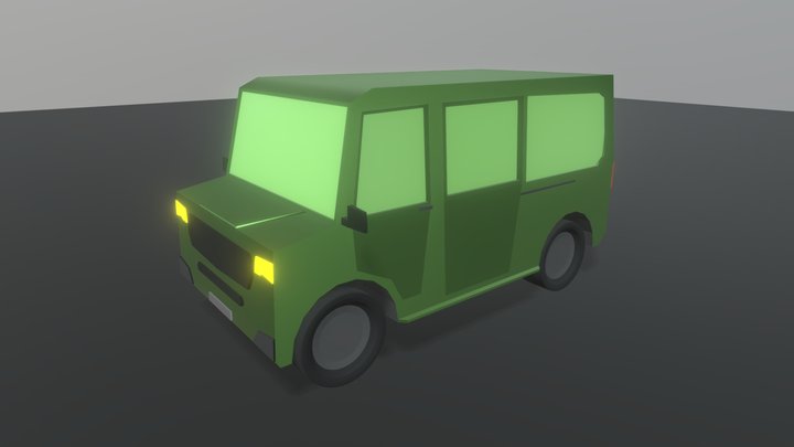 Traffic Van Low Poly - Rigged 3D Model