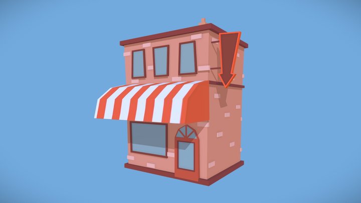 Low-Poly Cafe 3D Model