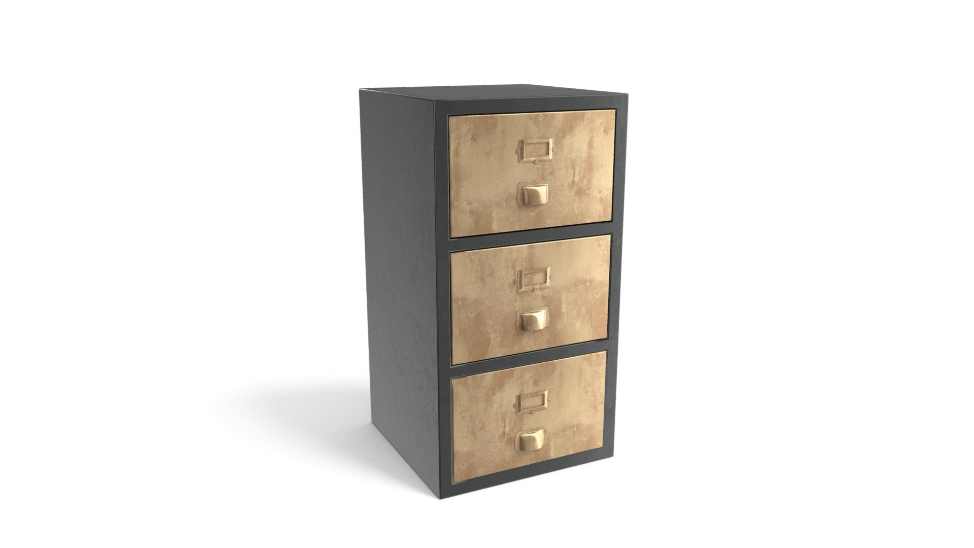 Stow Filing 3 Drawers, Vintage Brass Download Free 3D model