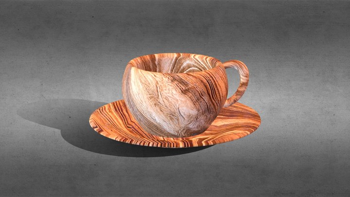 Classic Wooden Tea Cup 3D Model