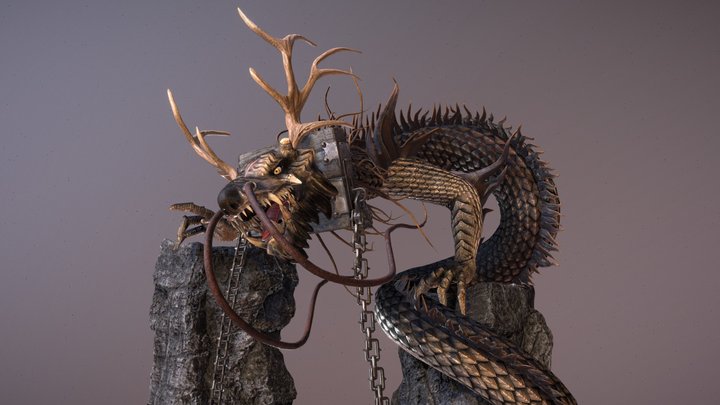 Serpent Dragon Diorama 3D Model