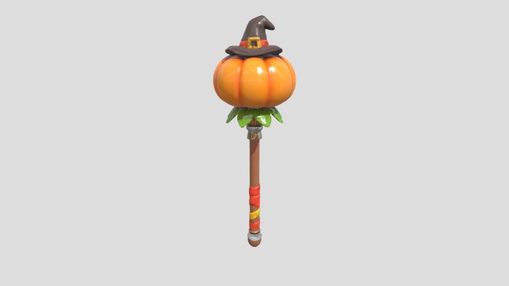 Pumpkin Witch Staff 3D Model