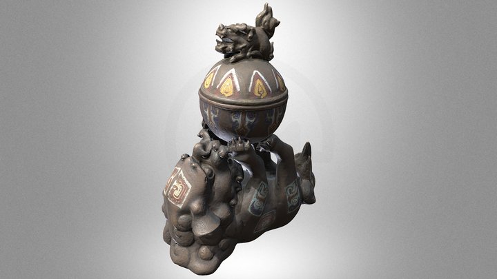 Ink dish in the shape of a Chinese lion