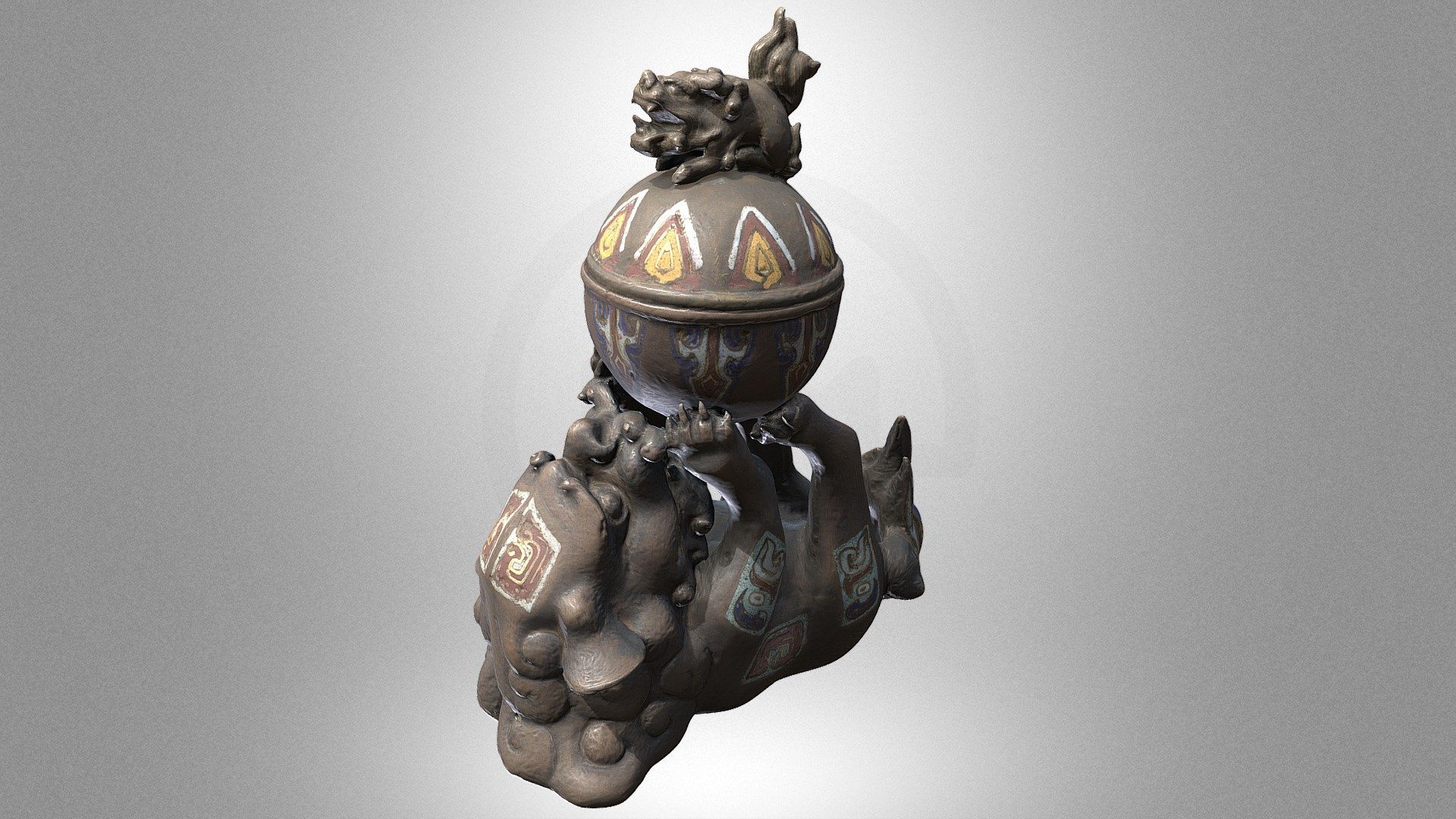 Ink dish in the shape of a Chinese lion — Sketchfab embed 3D viewer
