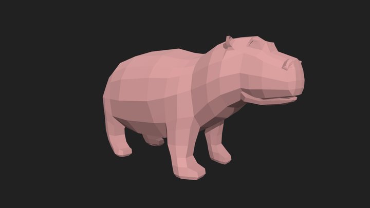 Low Poly Hippopotamus (NASA X-HAB Asset) 3D Model