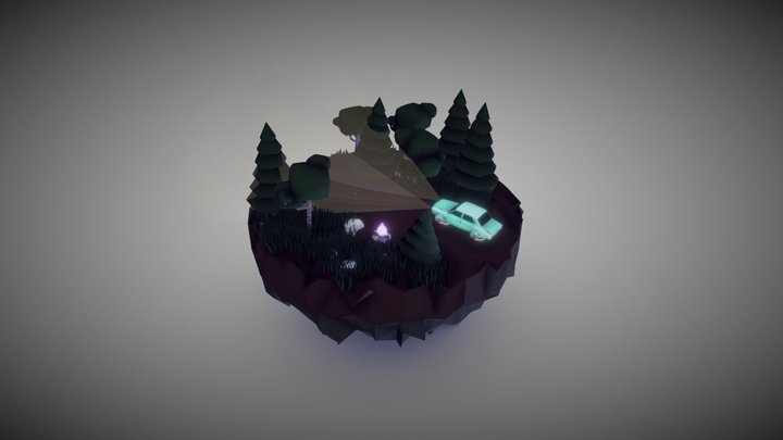 Space Car Diorama 3D Model