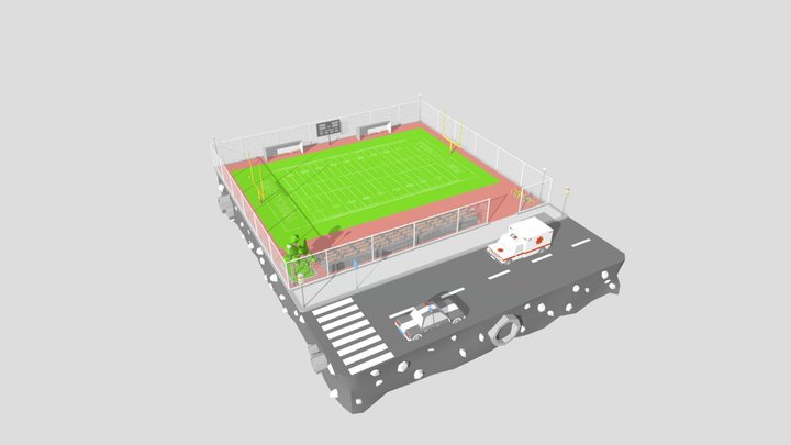 American Football Field 3D Model