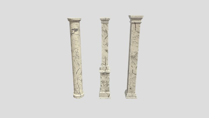 Low poly columns 3D Model