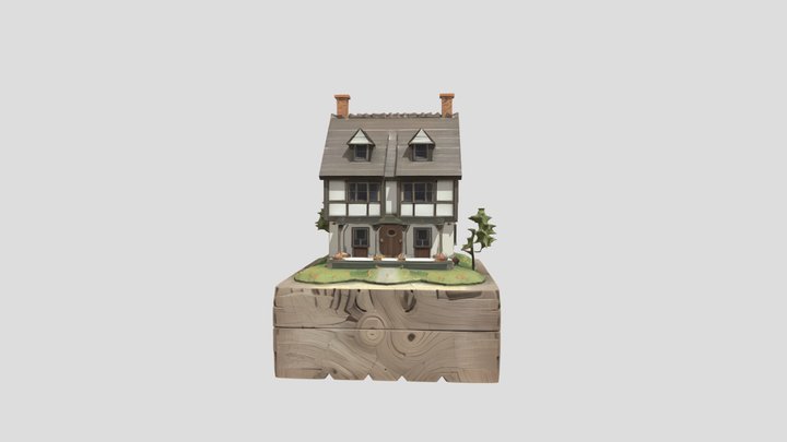 Miniature Tudor-style house model – Kostenloses 3D-Modell STL