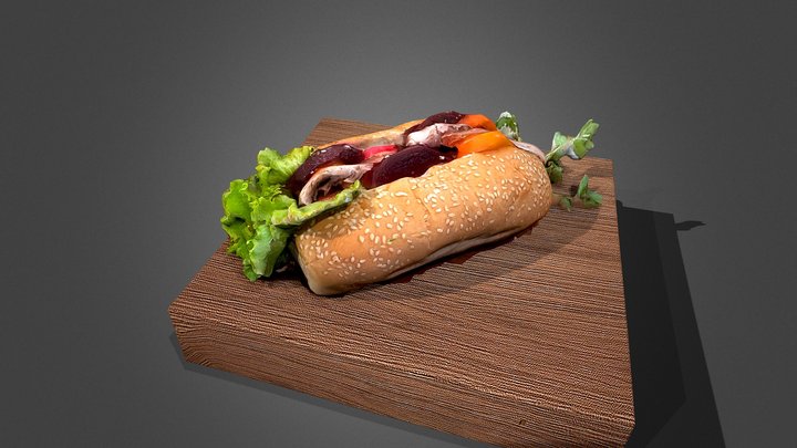 bread stuffed chicken vegetables typical 3D Model
