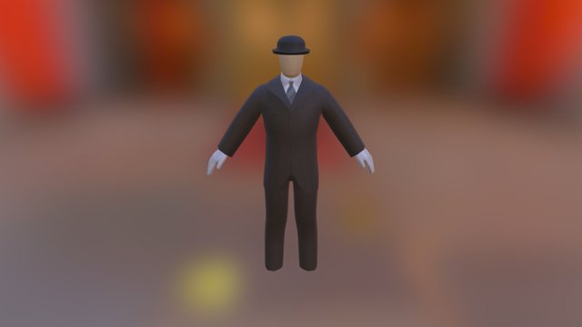 Low Poly Faceless 50's Character 1 3D Model