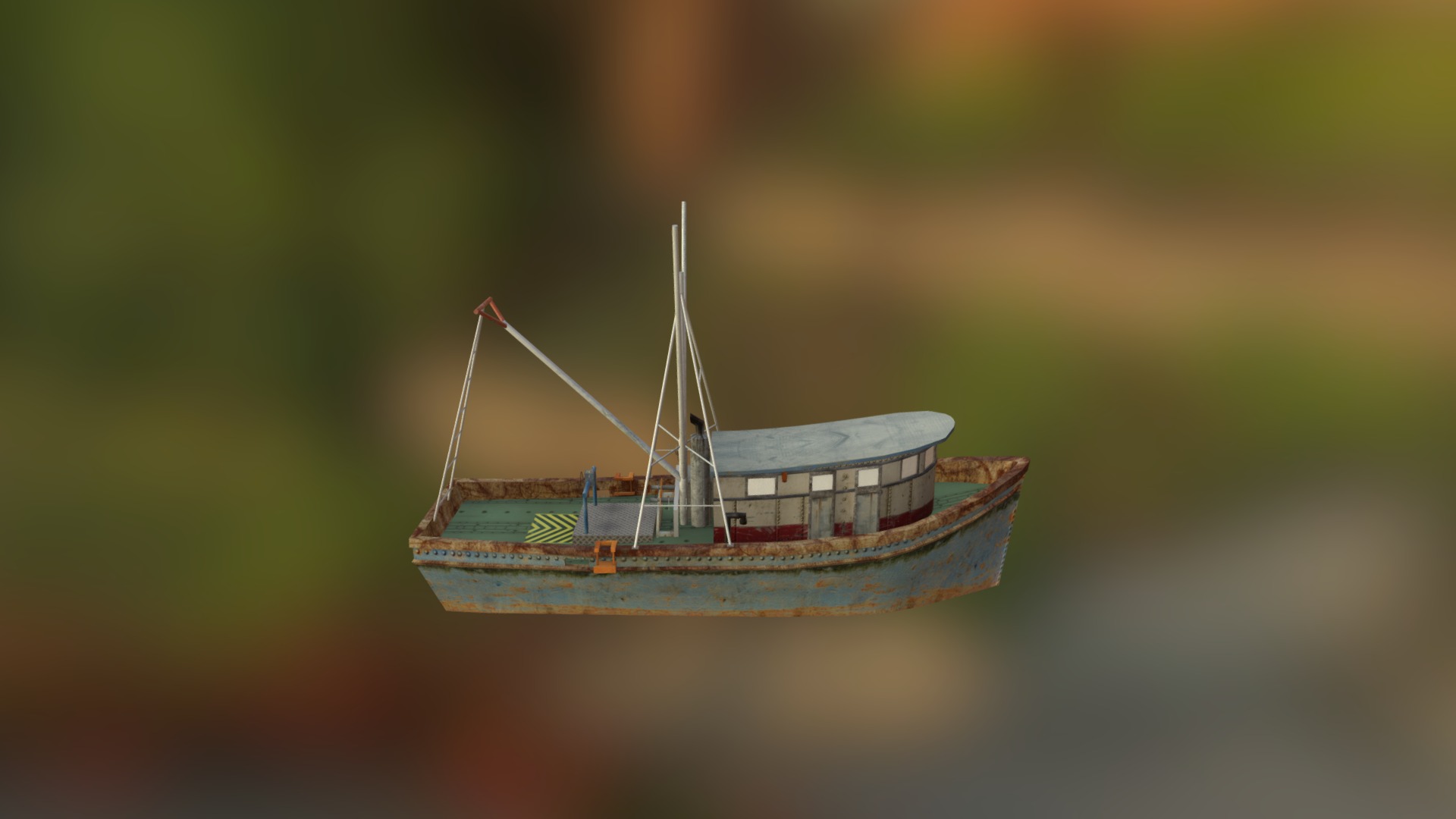 3D model Fishing Boat (LOD0) - This is a 3D model of the Fishing Boat (LOD0). The 3D model is about a boat in the water.