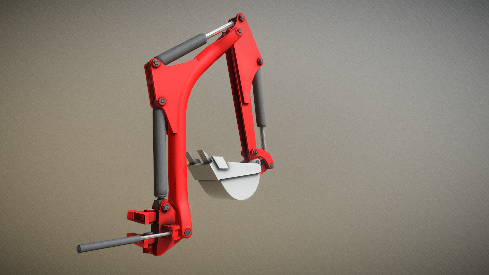 3D model Rigged  Excavator Shovel Arm -1- (Low-Poly) - This is a 3D model of the Rigged  Excavator Shovel Arm -1- (Low-Poly). The 3D model is about a red and white drone.