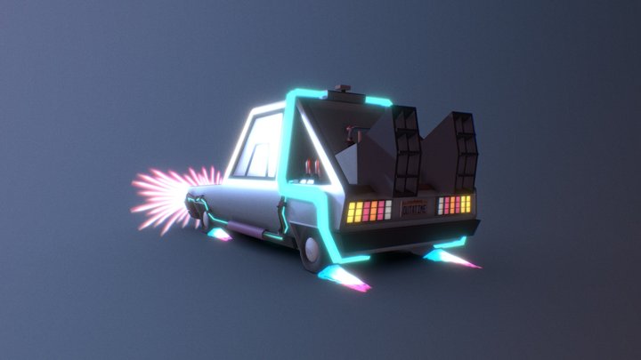 Delorean Time Machine Stylized 3D Model