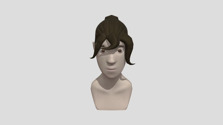 Low Poly Head Bust 3D Model