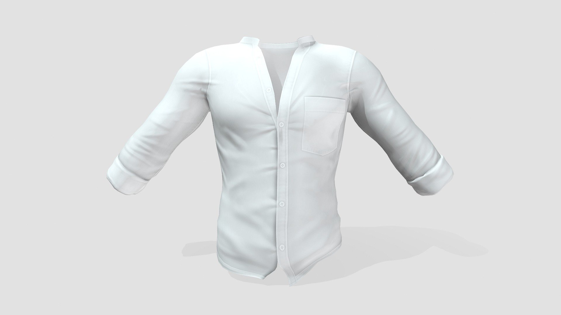 Men's Open Chest Standing Collar White Shirt