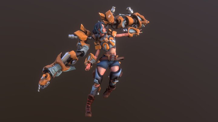 Stylised Futuristic Female Fighter - Posed 3D Model