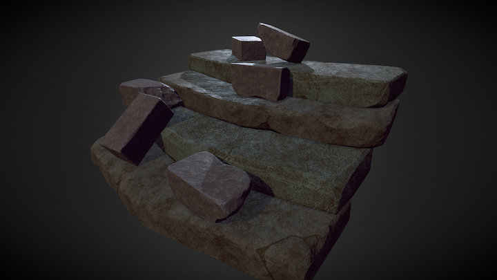Stone Bricks & Steps Assets 3D Model