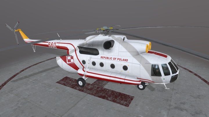 Mi-8T Poland Air Force Animated 3D Model