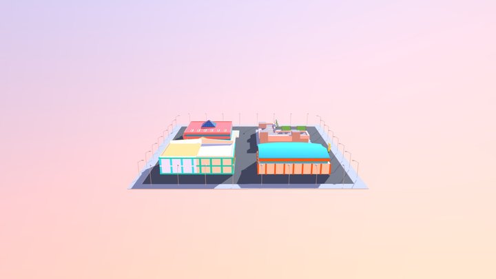 4 Shop / Mall Model Collection, Low Poly 3D Model