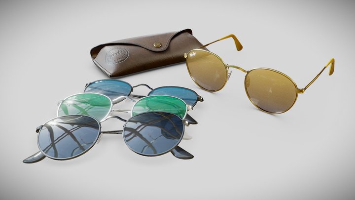Ray-Ban round Sunglasses 3D Model