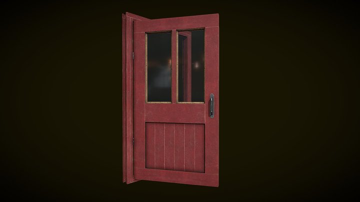 Old fashioned wooden door 3D Model