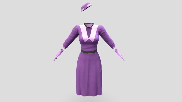 Female 1920s 1930s Vintage Flapper Dress Outfit 3D Model