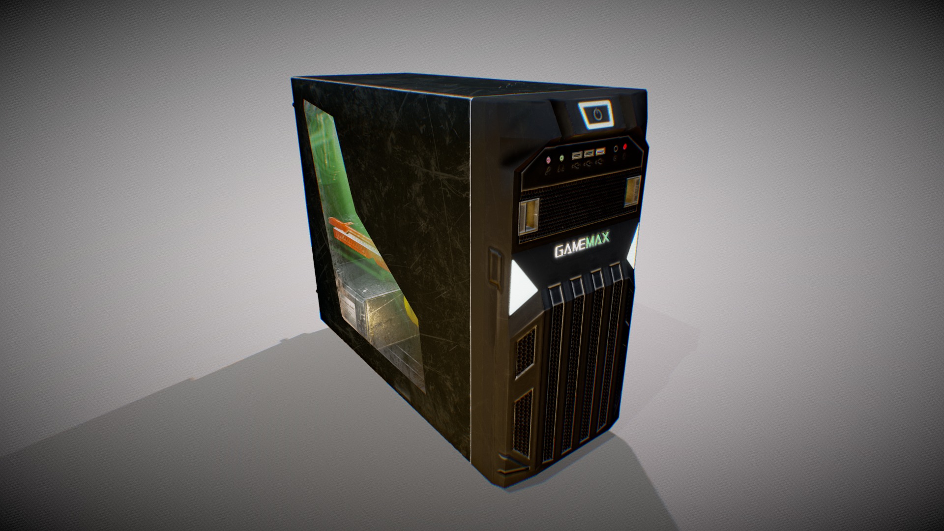 3D model Desktop PC - This is a 3D model of the Desktop PC. The 3D model is about a black rectangular electronic device.