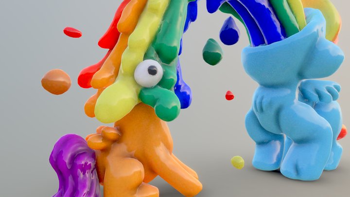 Rainbow Barf (with better material) 3D Model
