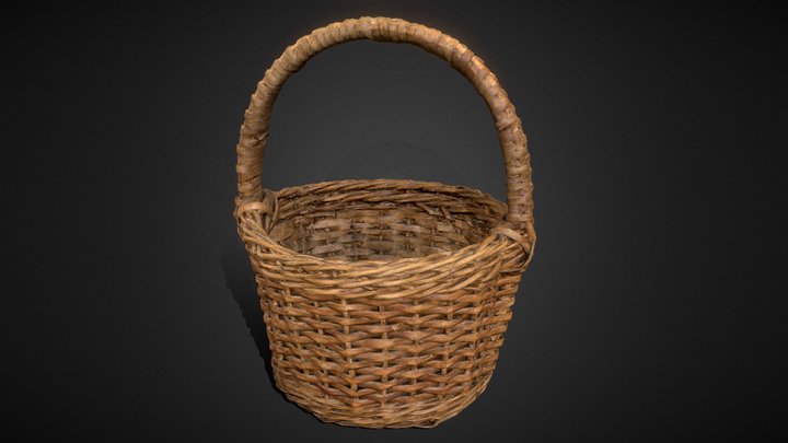 Wooden Wicker Basket 3D Model
