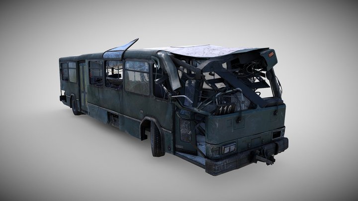 Bus Wrecked 02 3D Model
